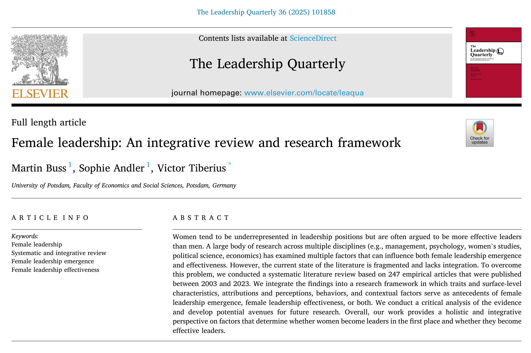 Weibliche Führung Victor Tiberius